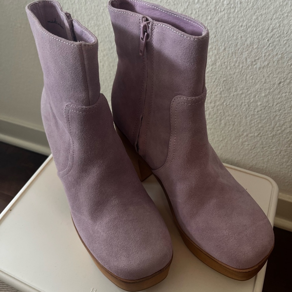 Charlotte Stone Paz Lilac Suede Platform Boots - Picture 3 of 5